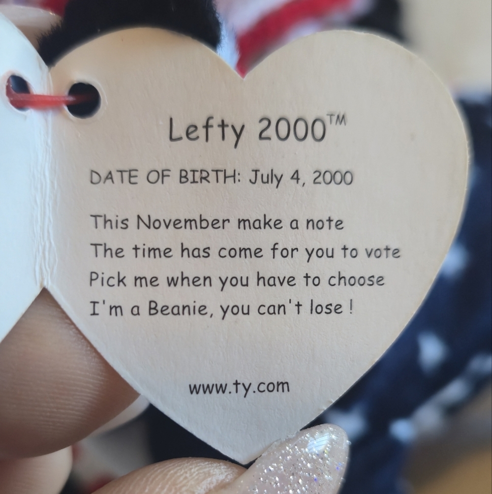 RARE TY Lefty 2000 Beanie Baby With Errors Political Donkey (3) - Picture 4 of 8